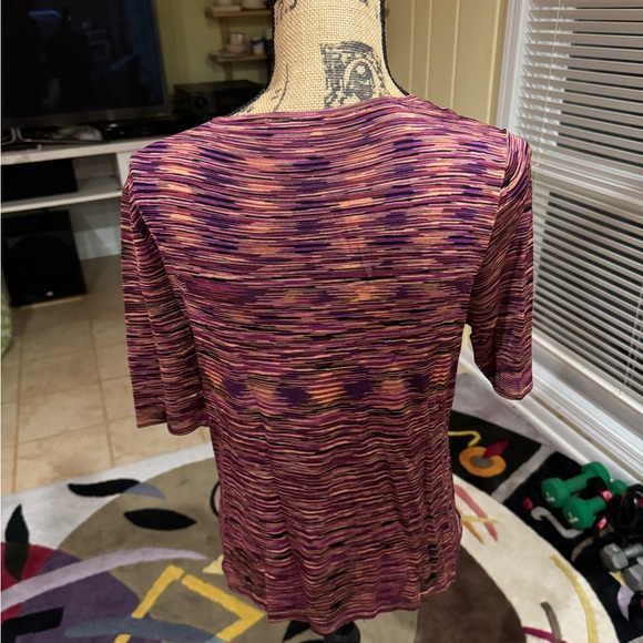 Kate Hill very slick Purple and Pink Drape Neck Blouse quarter sleeve size M - Picture 3 of 11